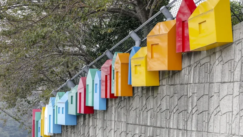 Casas coloridas da vila de Gamcheon em Busan à beira-mar